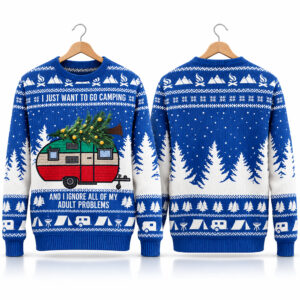 2026 I Just Want To Go Camping Ugly Christmas Sweater 1