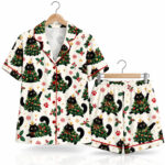 Black Cat Christmas Tree Pajama Set