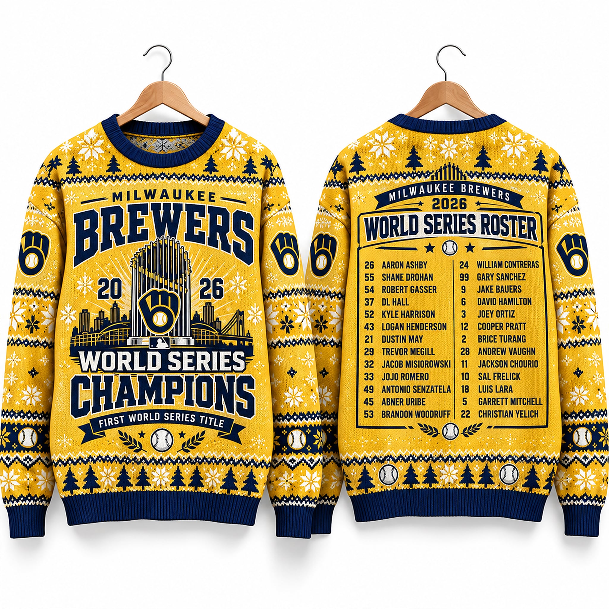 Brewers 2026 World Series Champions First World Series Title Roster Ugly Sweater 1 Brewers 2026 World Series Champions First World Series Title Roster Ugly Sweater 1