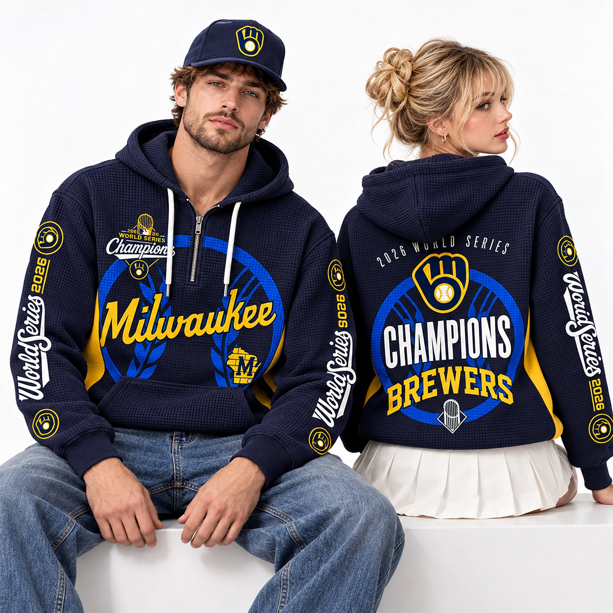 Brewers 2026 World Series Champions Quarter Zip Waffle Hoodie 2 Brewers 2026 World Series Champions Quarter Zip Waffle Hoodie 2