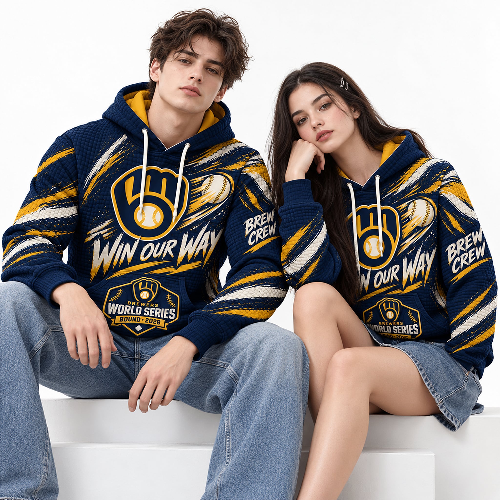 Brewers Brew Crew Win Our Way World Series Bound 2026 Waffle Hoodie 2 Brewers Brew Crew Win Our Way World Series Bound 2026 Waffle Hoodie 2