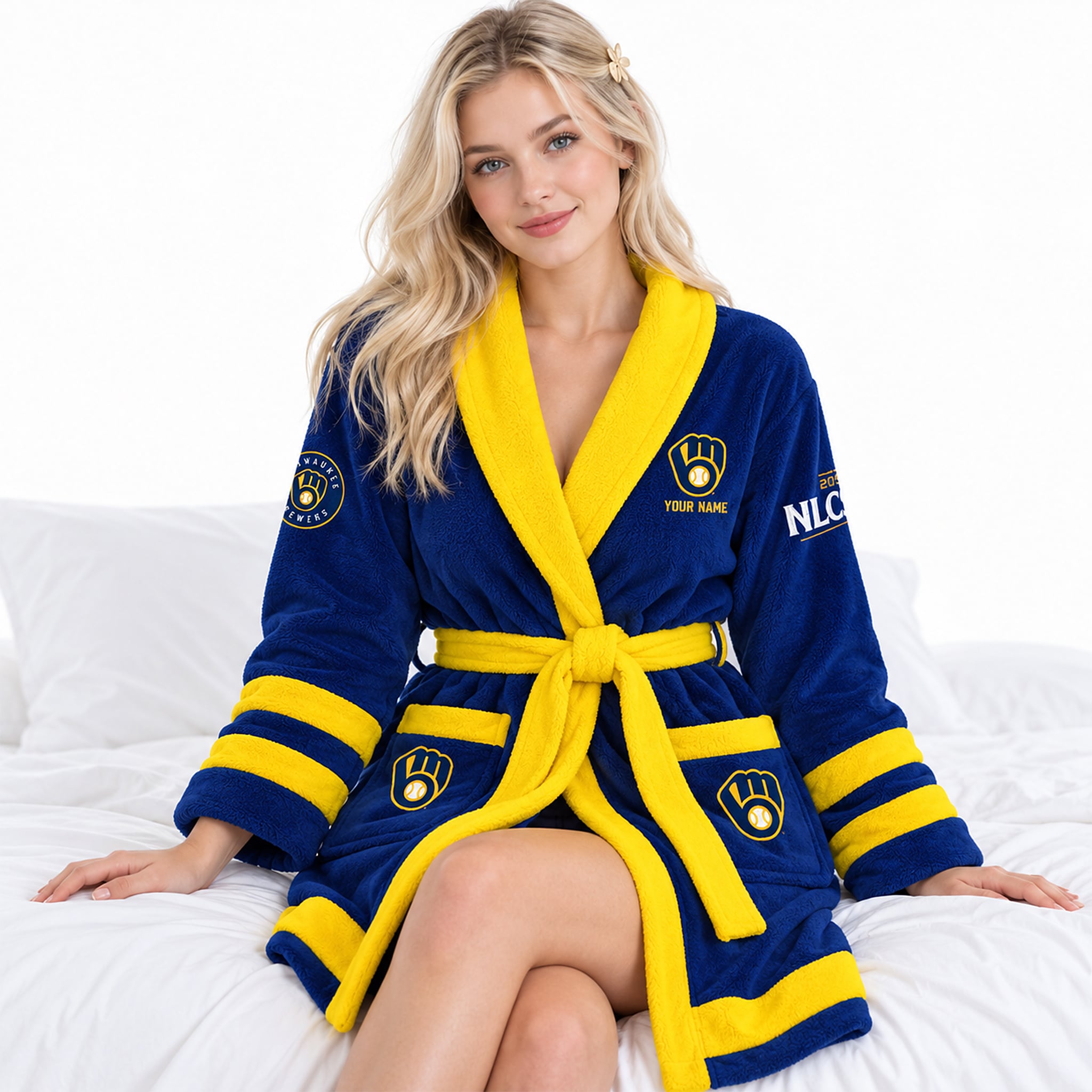 Brewers National League Champions 2026 Fleece Bathrobe 6