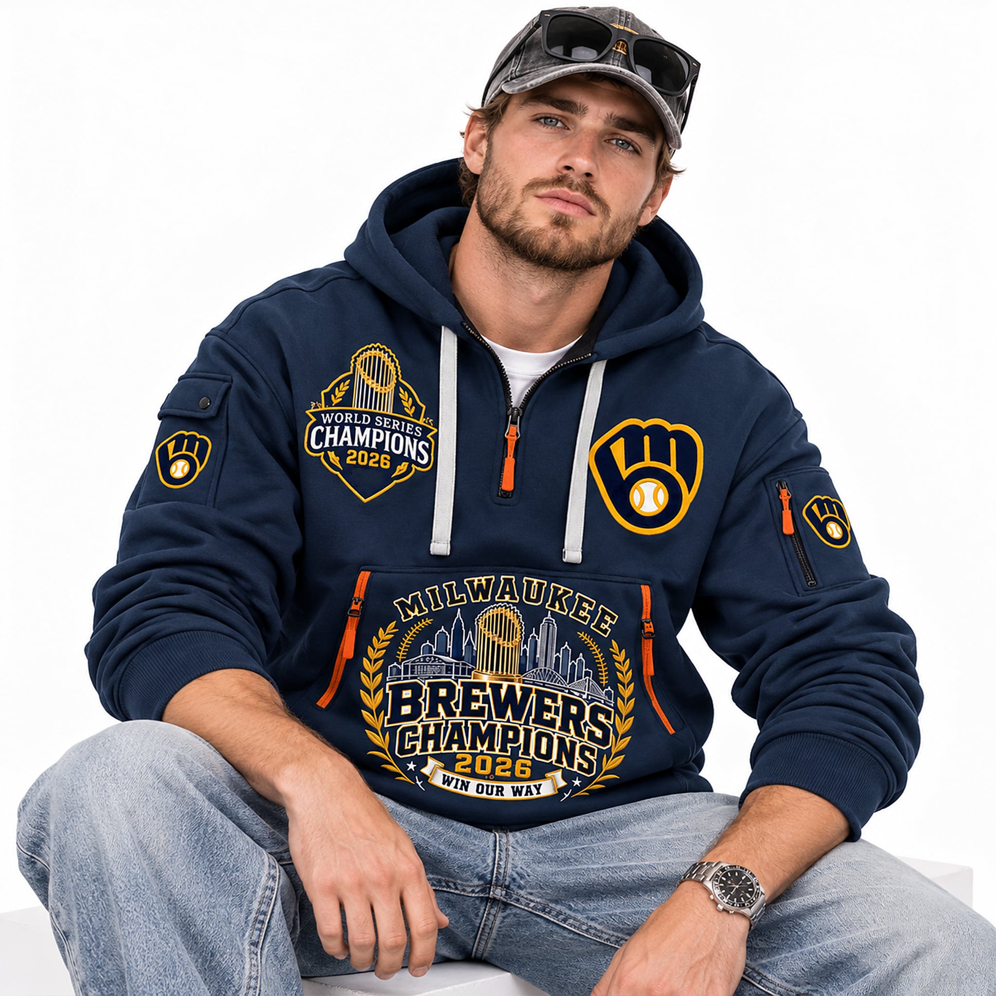 Brewers World Series Champions 2026 Win Our Way Quarter Zip Hoodie 2 Brewers World Series Champions 2026 Win Our Way Quarter Zip Hoodie 2