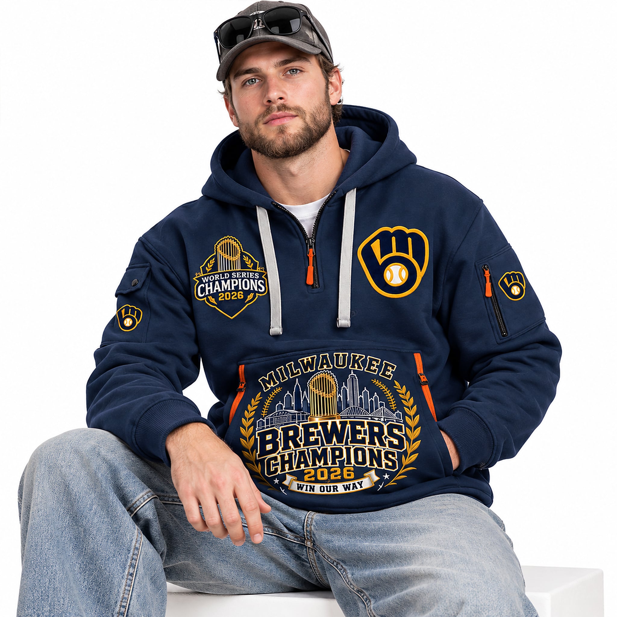 Brewers World Series Champions 2026 Win Our Way Quarter Zip Hoodie 3 Brewers World Series Champions 2026 Win Our Way Quarter Zip Hoodie 3
