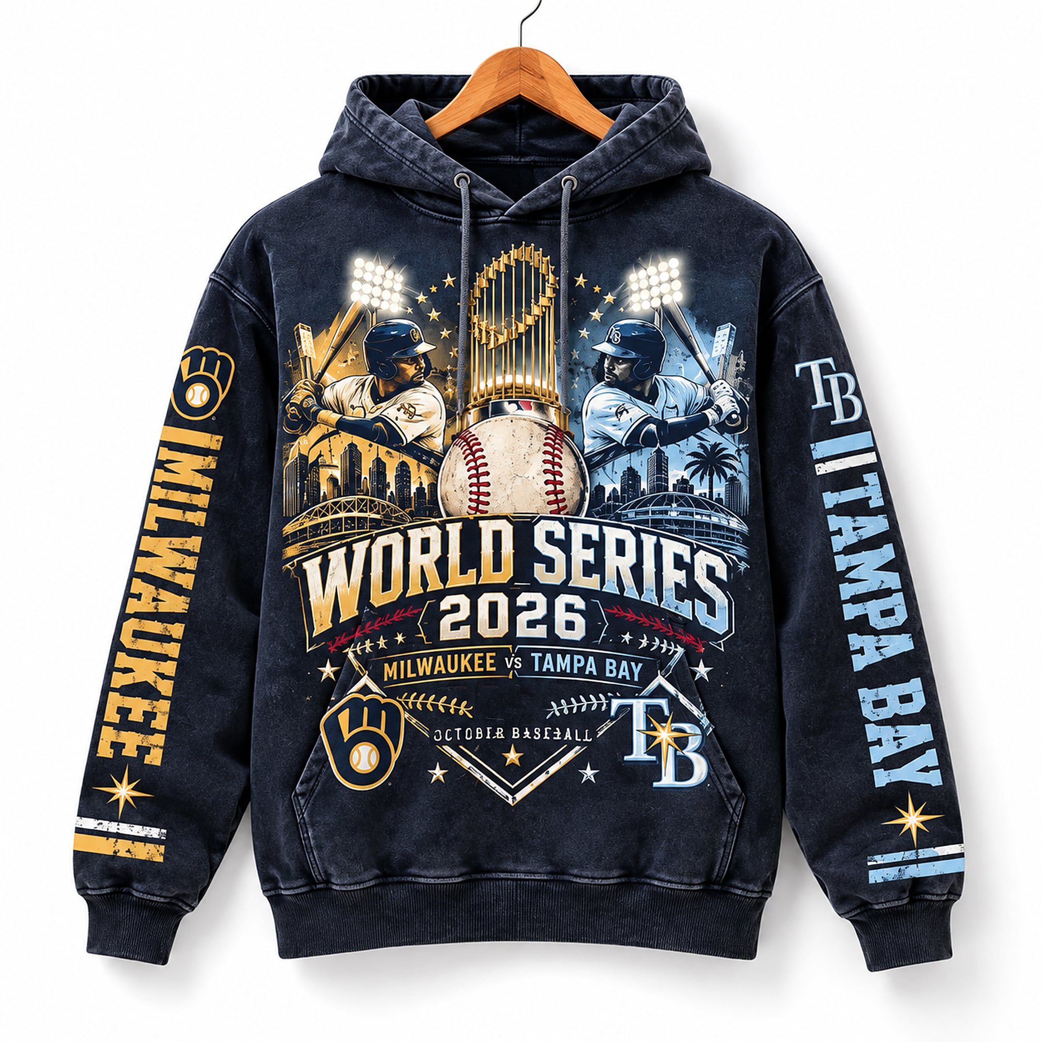 Brewers vs TB Rays 2026 World Series October Baseball Hoodie 1 Brewers vs TB Rays 2026 World Series October Baseball Hoodie 1