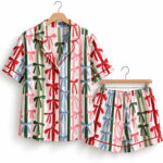 Christmas Bow Coquette Holiday Pajama Set