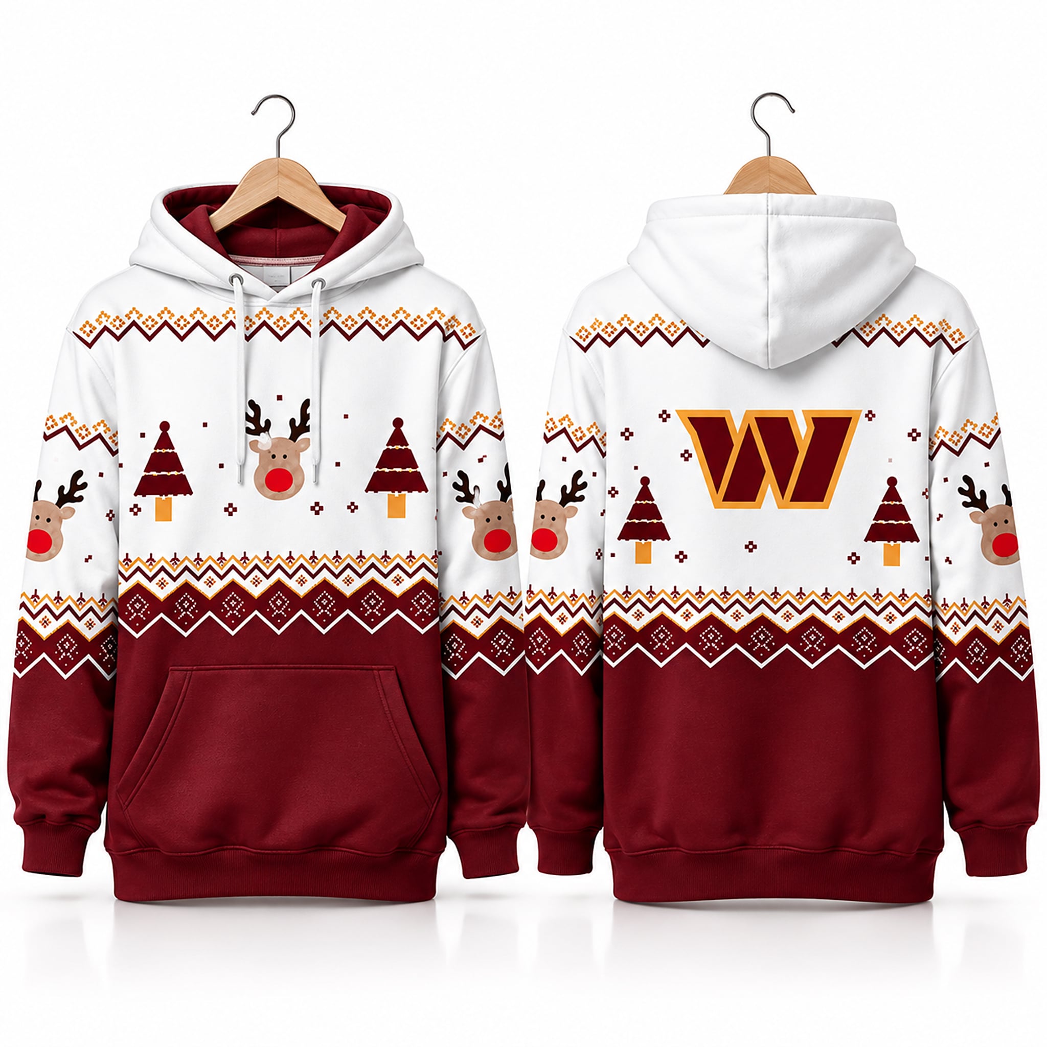 Commanders Reindeer and Tree 2026 Christmas Hoodie 1 Commanders Reindeer and Tree 2026 Christmas Hoodie 1
