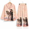 Fashion Woman In Black Suit With Zebra Pajama Set 1