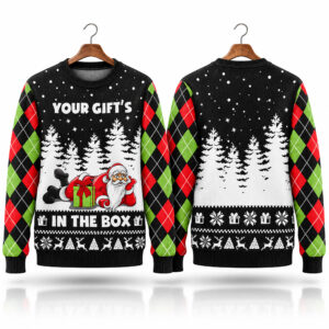 2026 Your Gifts In The Box Santa Claus Ugly Xmas Sweater 1