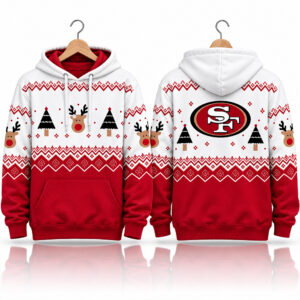 SF 49ers Reindeer and Tree 2026 Christmas Hoodie 1