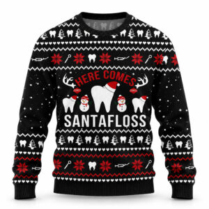 Here Comes Santafloss Keep On Pickleballin Pickle Ugly Sweater 2026 Christmas 1