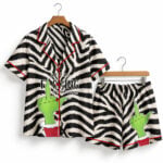 Merry Grnch Pink Christmas Zebra Leopard Pajama Set