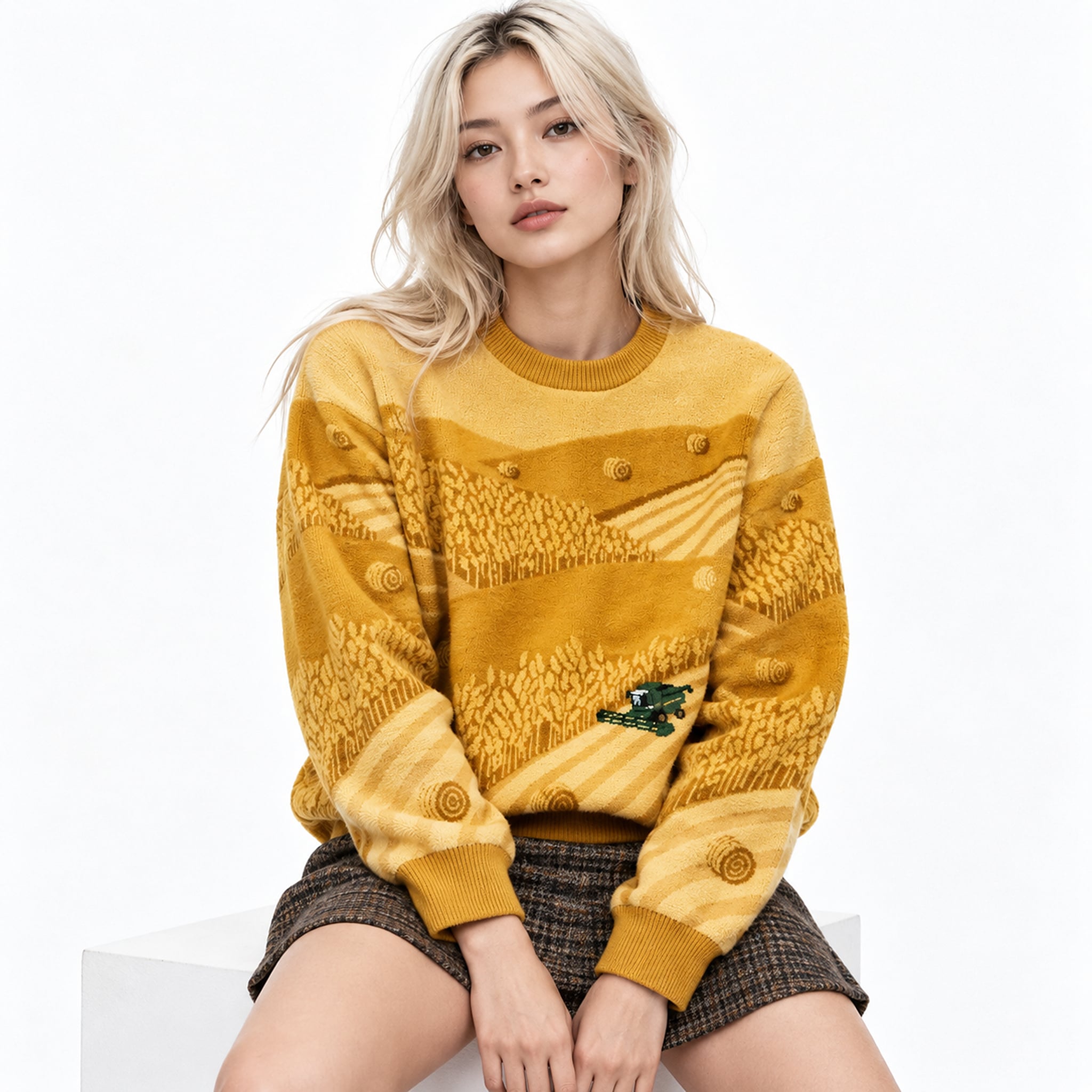 Mustard Yellow Farm Landscape Knit Sweater 2 Mustard Yellow Farm Landscape Knit Sweater 2