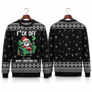 Fck Off Oh And Merry Christmas Too Santa 2026 Christmas Ugly Sweater 1