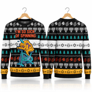 2026 I'm So Sick Of Spinning Hanukkah Ugly Sweater 1