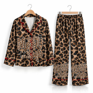 Merry Christmas Leopard Coquette Holiday Pajama Set 1