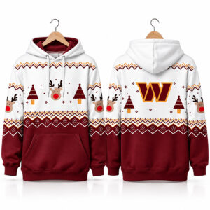 Commanders Reindeer and Tree 2026 Christmas Hoodie 1