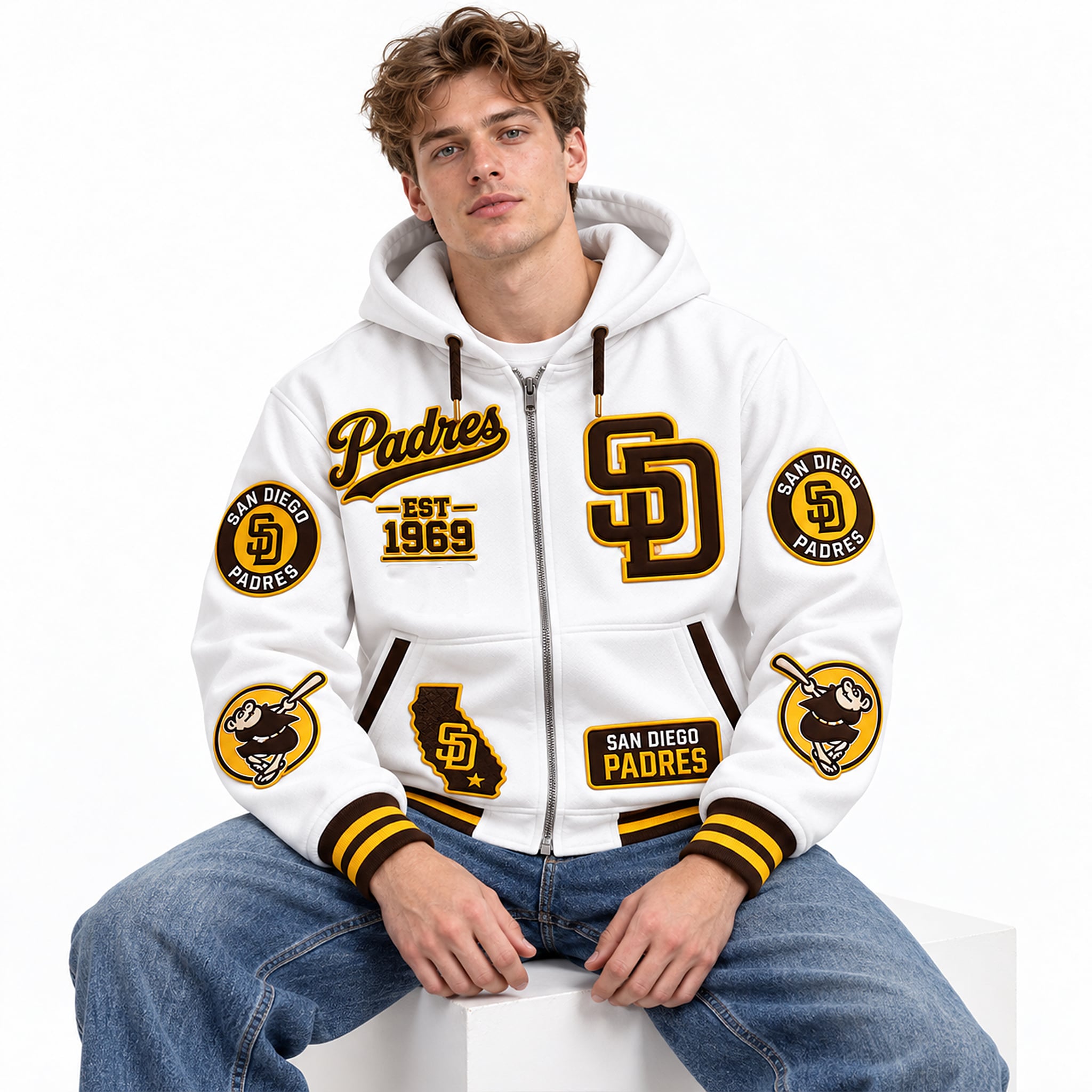 Padres EST 1969 Swinging Friar Mascot Zip Hoodie 2 Padres EST 1969 Swinging Friar Mascot Zip Hoodie 2
