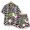 Pink Christmas Grnch Zebra Leopard Pajama Set 1
