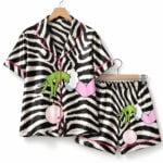 Pink Christmas Grnch Zebra Leopard Pajama Set