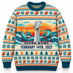 SB LXI February 14Th 2027 Trophy Logo Fair Isle Ugly Christmas Sweater