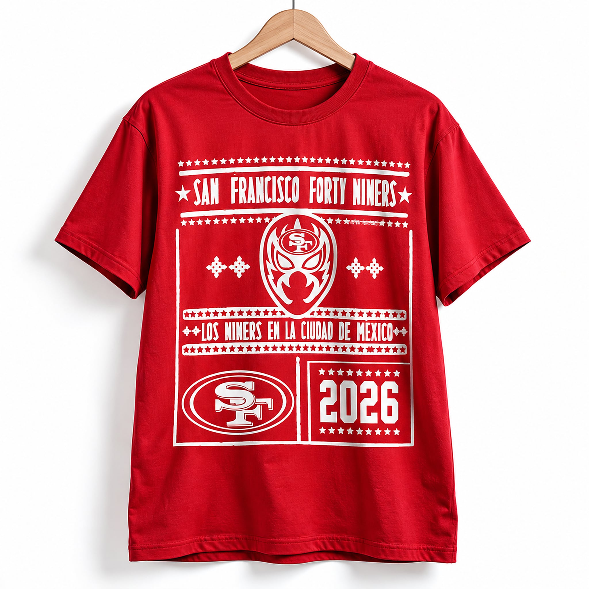 San Francisco Forty Niners Los Niners en la Ciudad de Mexico 2026 Shirt 1 San Francisco Forty Niners Los Niners en la Ciudad de Mexico 2026 Shirt 1