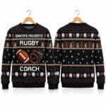 Santa's Favorite Rugby Coach Ugly Sweater 2026 Christmas