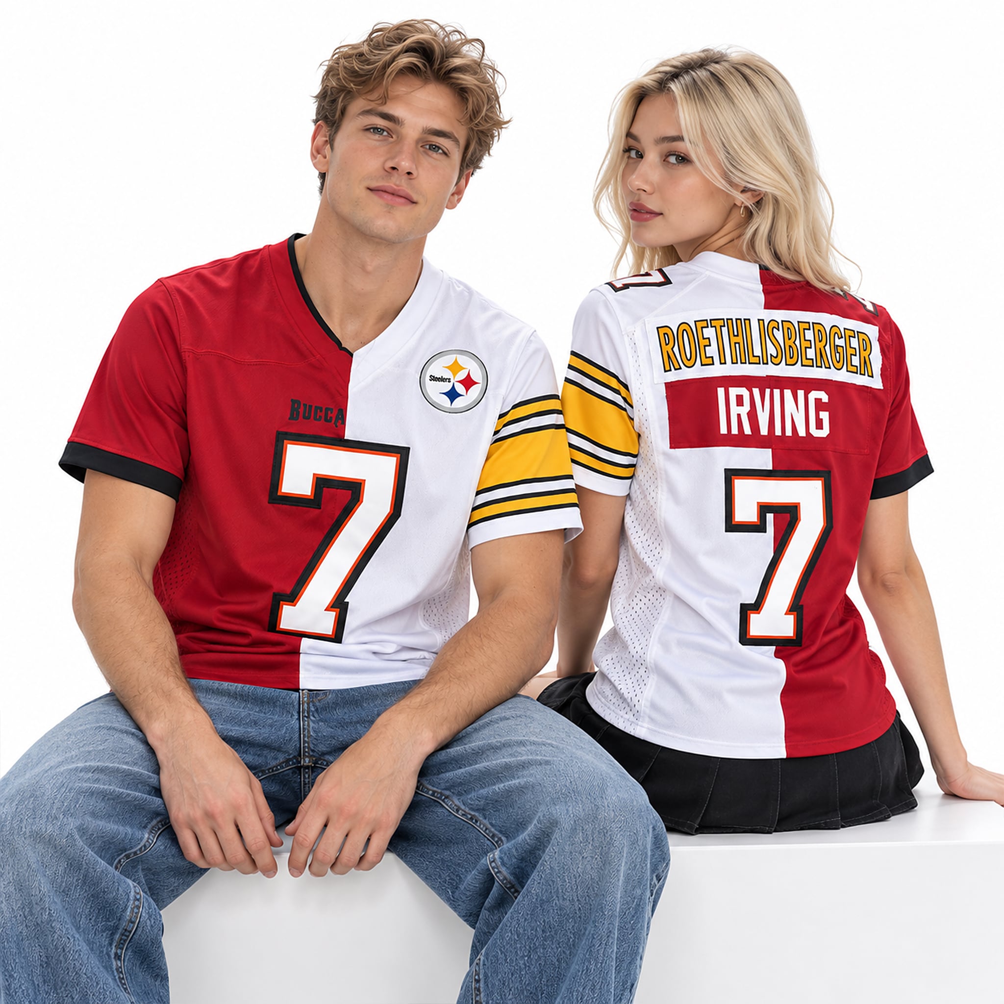 Steelers Ben Roethlisberger x Buccaneers Bucky Irving Matchup 2026 Jersey 2 Steelers Ben Roethlisberger x Buccaneers Bucky Irving Matchup 2026 Jersey 2