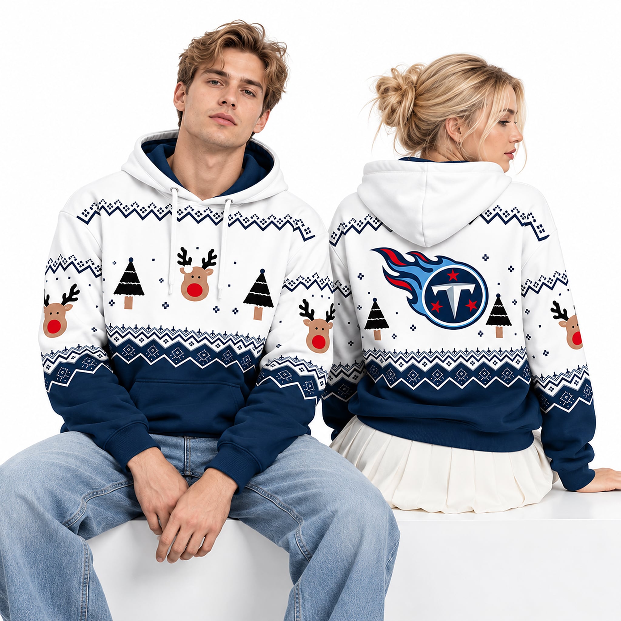 Titans Reindeer and Tree 2026 Christmas Hoodie 2 Titans Reindeer and Tree 2026 Christmas Hoodie 2