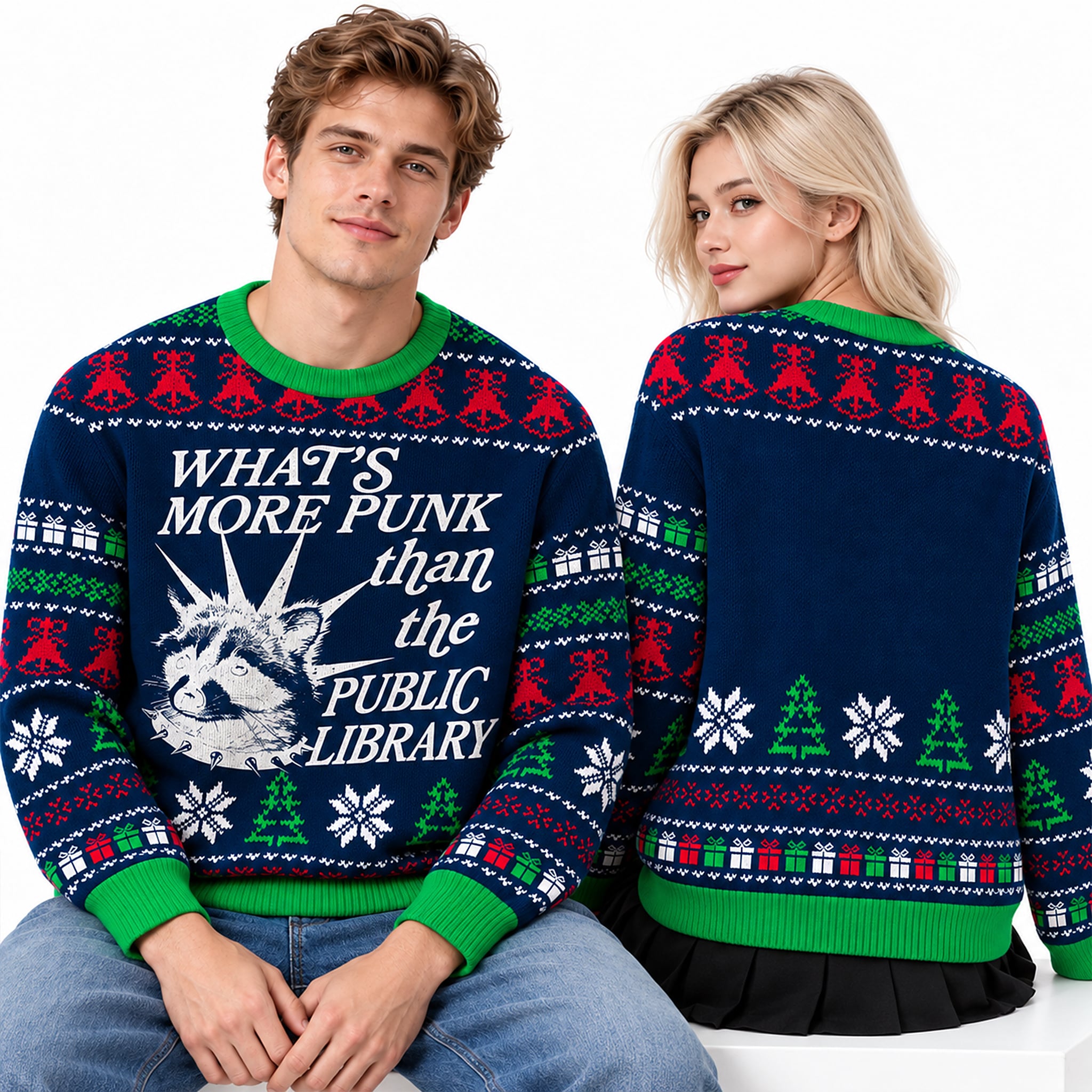 What's More Punk Than The Public Library Ugly Sweater 2026 Christmas What's More Punk Than The Public Library Ugly Sweater 2026 Christmas