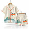 Winter Mountain Skiing Chairlift Skiers On Chairlift Art Pajama Set 1