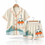 Winter Mountain Skiing Chairlift Skiers On Chairlift Art Pajama Set
