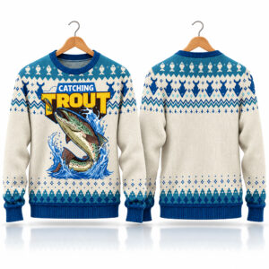 2026 Christmas Catching Trout Ugly Sweater 1