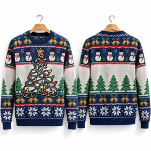 2026 Snowman Colorful Tree Ugly Christmas Sweater 1