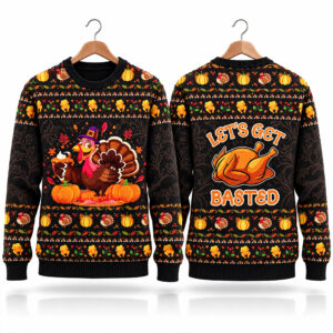 Let's Go Baseted Turkey 2026 Thanksgiving Ugly Sweater 1