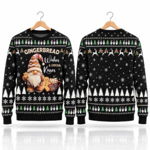 Gingerbread Gnome Wishes And Cocoa Kisses Halloween 2026 Ugly Sweater 1