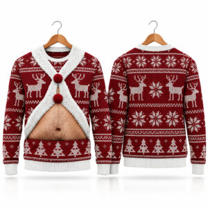2026 Santa Hairy Funny Festive Ugly Christmas Sweater 1