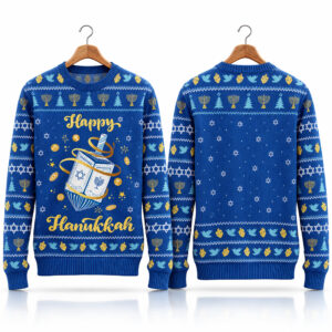 2026 Happy Hanukkah Dreidel Ugly Sweater 1