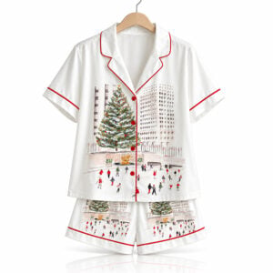 Christmas In New York Ice Skating Pajama Set 1