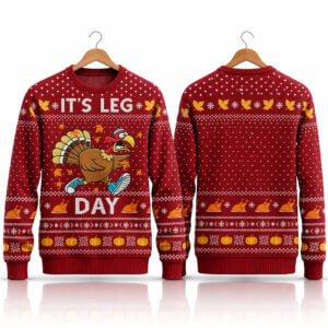 It's Leg Day Turkey 2026 Thanksgiving Ugly Sweater 1