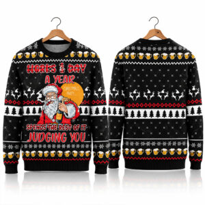 2026 Horks 1 Day A Year Judging You Santa Cluas Ugly Xmas Sweater 1