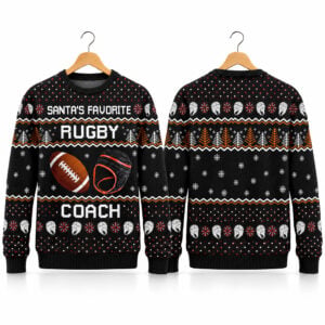 Santa's Favorite Rugby Coach Ugly Sweater 2026 Christmas 1