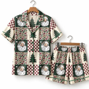 Christmas Santa Camo Checkered Pajama Set 1